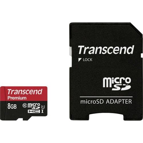 Transcend Premium microSDHC-kaart 8 GB Class 10, UHS-I Incl. SD-adapter