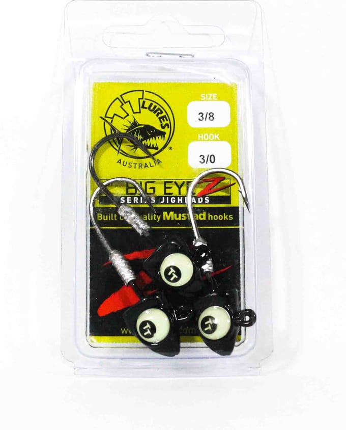 Tackle Tactics TT Big EyeZ Tête plombée 3/8 oz 3/0 Black Glow EyeZ (5055) yellow