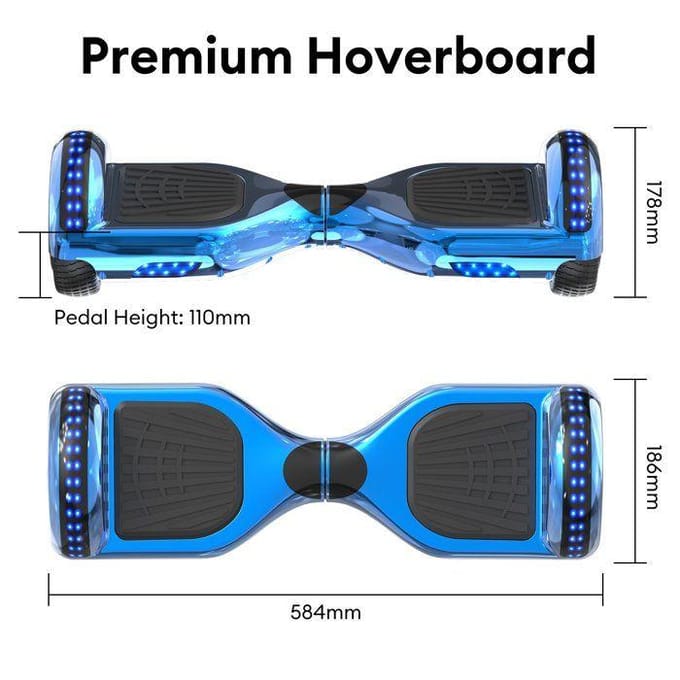 RCB Hoverboard 6,5 inch – Bluetooth en LED – ideaal cadeau kinderen – blauw