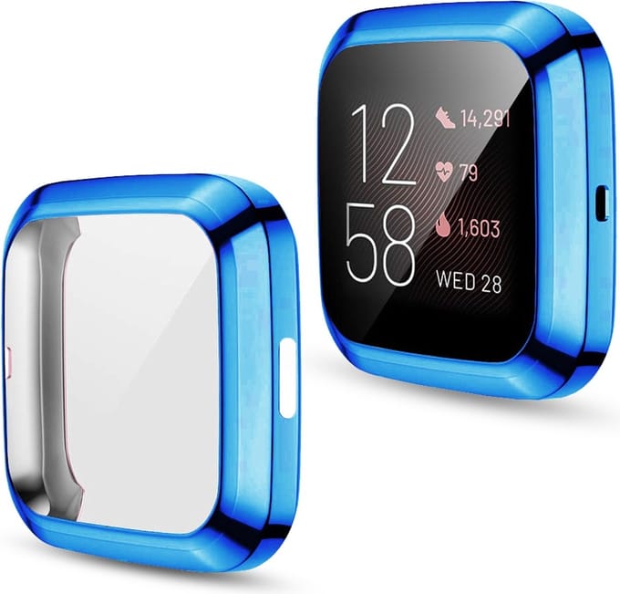 By Qubix - Geschikt voor fitbit Versa 2 Soft TPU case (volledig beschermd) - Blauw