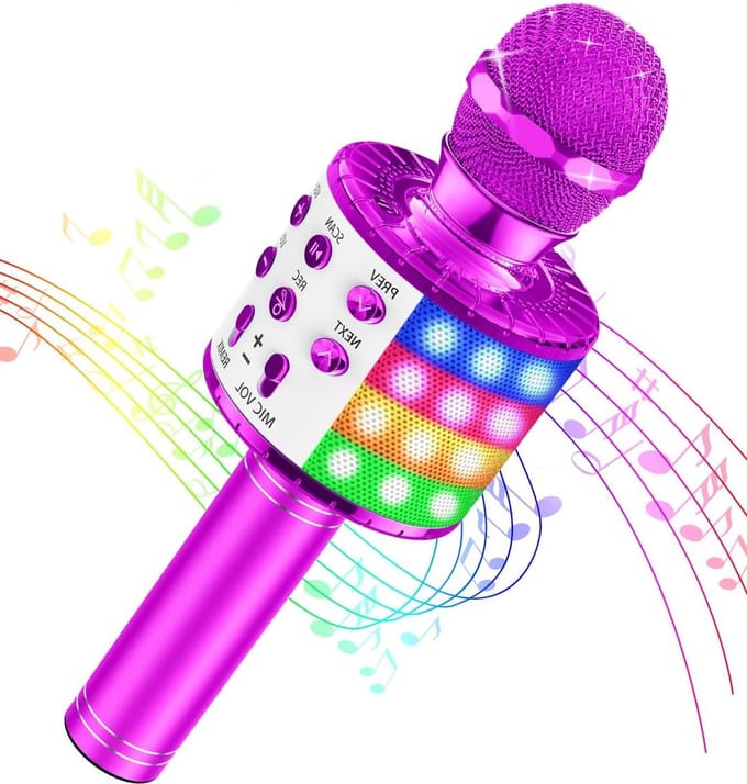 Karaokeset voor meisjes 4-12 jaar - kinderspeelgoed, bluetooth draadloze microfoon - kerstcadeaus