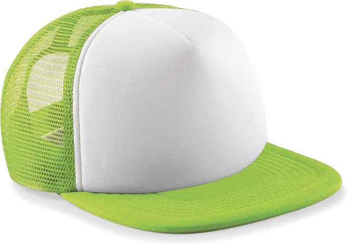 Beechfield Junior Vintage Snapback Trucker Lime Green/White