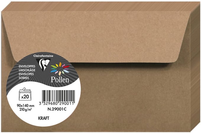 Pollen by Clairefontaine envelop Kraft, 90 x 140 mm, 135 g/m2