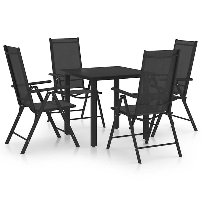 vidaXL - 5-delige - Tuinset - aluminium - zwart