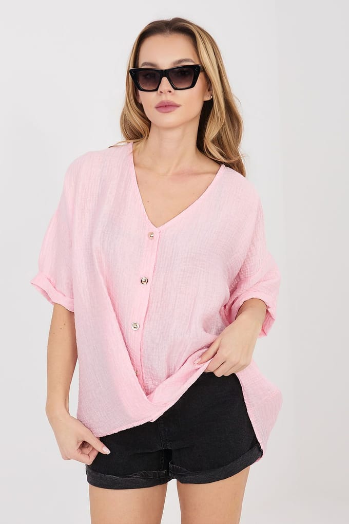 Eloria Button Blouse - Roze / One Size
