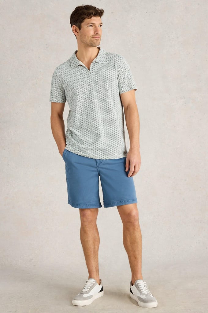 White Stuff Geo Printed Polo Blue Print Größe: S | Poloshirts Outlet | Herren | Blau
