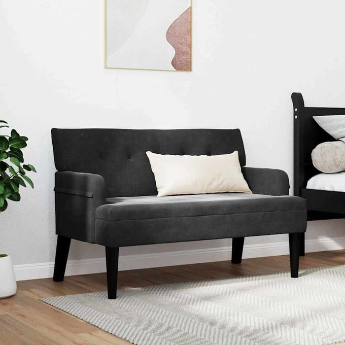 vidaXL - Chesterfield - Bank - Zwart - 112 - x - 65,5 - x - 75 - cm - Fluweel
