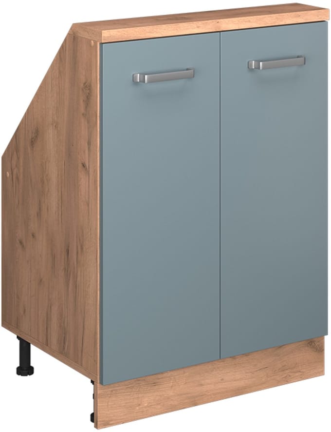 Vicco Rion Kast voor schuine wand – met 2 deuren Blauw-grijs/gouden eik