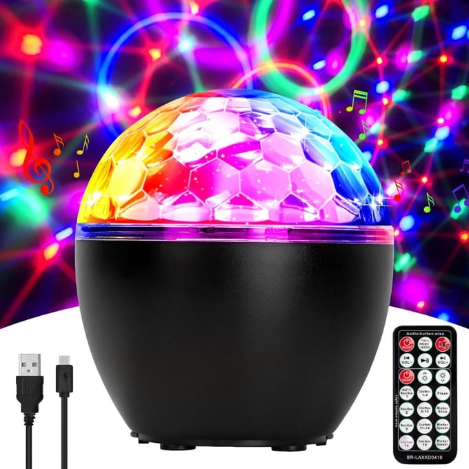 Discolamp Kinderen - Discobal - Feestverlichting met Afstandsbediening - Zwart