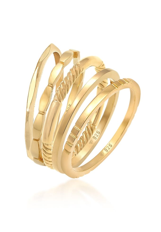 Elli - Ring - Dames Stacking Ring Band Set van 5 in 925 Sterling Zilver - Dames
