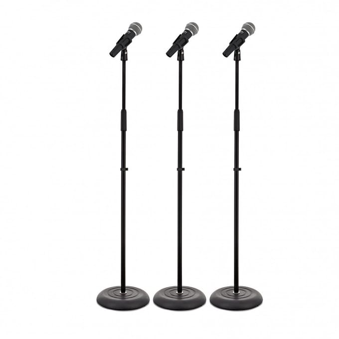 SubZero SZM-11S Dynamic Vocal Microphone with Switch, 3 Straight Stand Pack