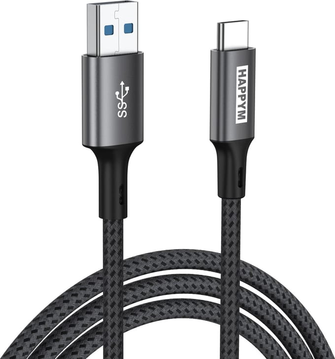 USB C naar USB 3.0 Kabel 1M - 5Gbps Dataoverdracht - 100W Opladen - Nylon Gevlochten