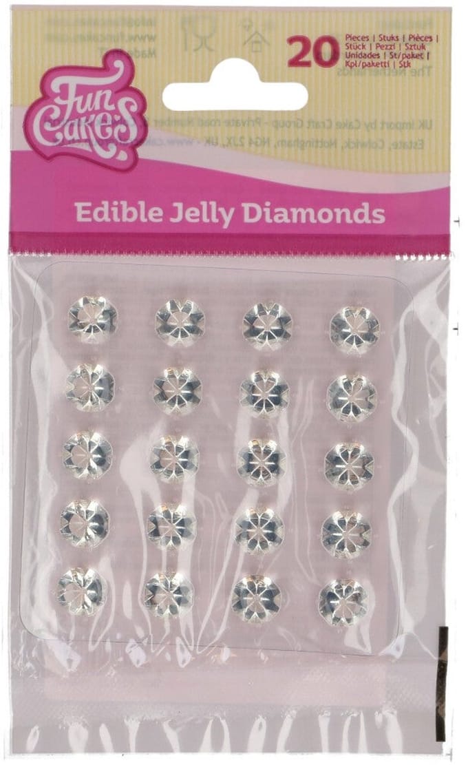 FunCakes Jelly Diamonds - Transparant - pk/20 - Eetbare Taartdecoratie