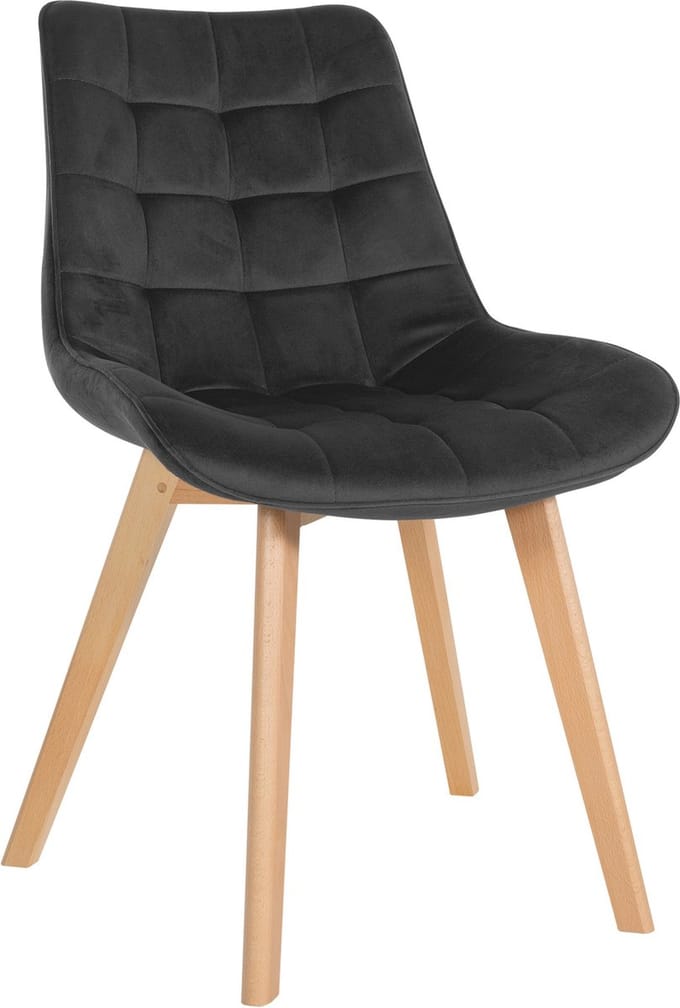 CLP Brook Eetkamerstoel - Hout frame - Fluweel - Velvet - zwart