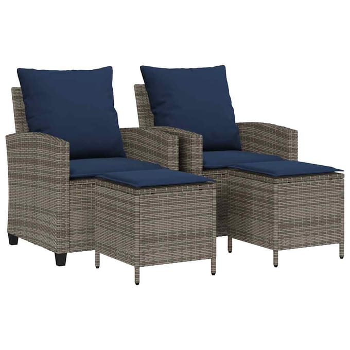 vidaXL - 4-delige - tuinbankset - met - kussens, - grijs - polyrotan