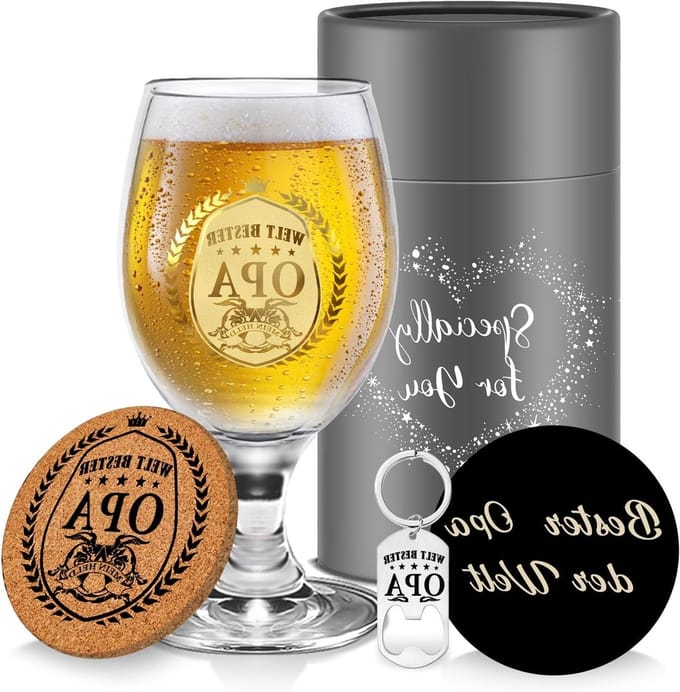 Persoonlijke Bierhouder voor Grootvader - Gegraveerd Bierglas Cadeau voor Vader, Kerst en Verjaardag