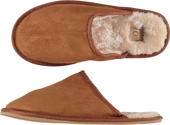 Pantoffels heren - Sloffen - Instap sloffen - Cognac - Maat 41/42