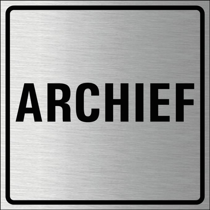 Archief bordje, geborsteld aluminium 150 x 150 mm