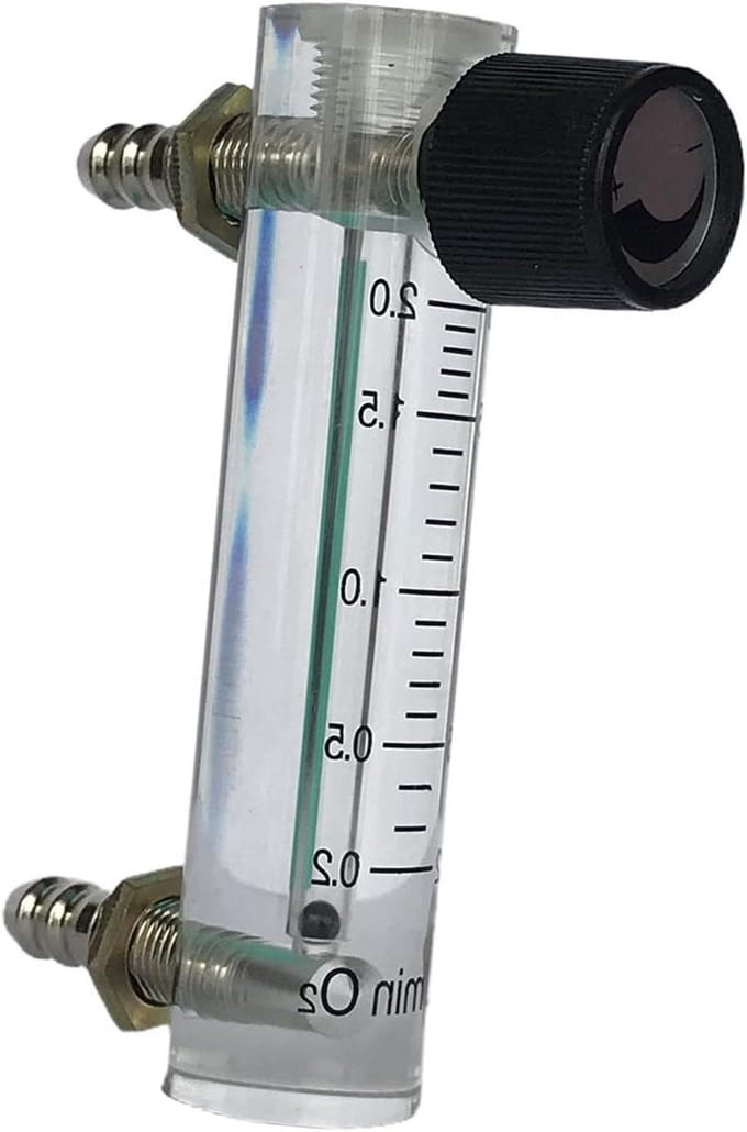 Luchtmeter - Debietmeter - Luchtstroming Meten - Koperen Connector - 0.2L tot 2L - Transparant
