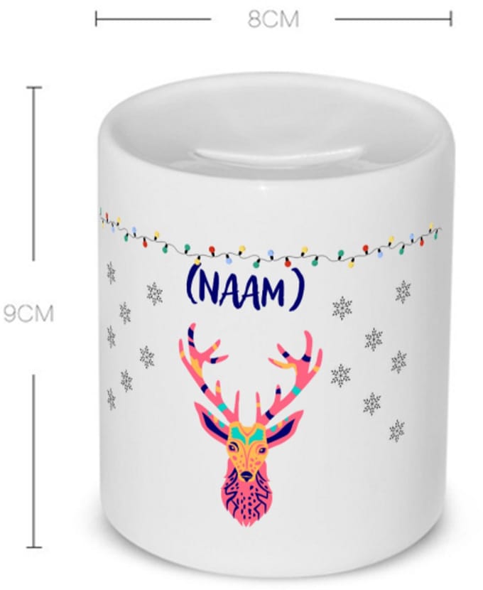 Akyol - kerst rendier met eigen naam Spaarpot - Kerstmis - kerst beker - winter - kerst - christmas - kerst cadeau - 350 ML inhoud