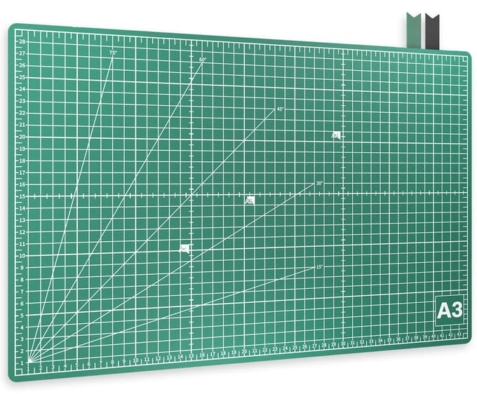 ACROPAQ Snijmat - A3, 45 x 30 cm, Dubbelzijdig bedrukt, Zelf-herstellend - Groen