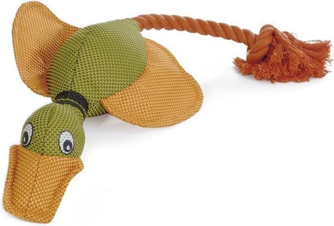 Beeztees Eend - Hondenspeelgoed - Incl. Koord - 45x20x6,5 cm