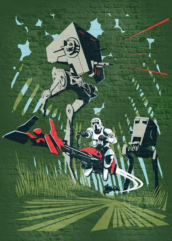 Fotobehang - Star Wars Classic Concrete Endor 200x280cm - Vliesbehang