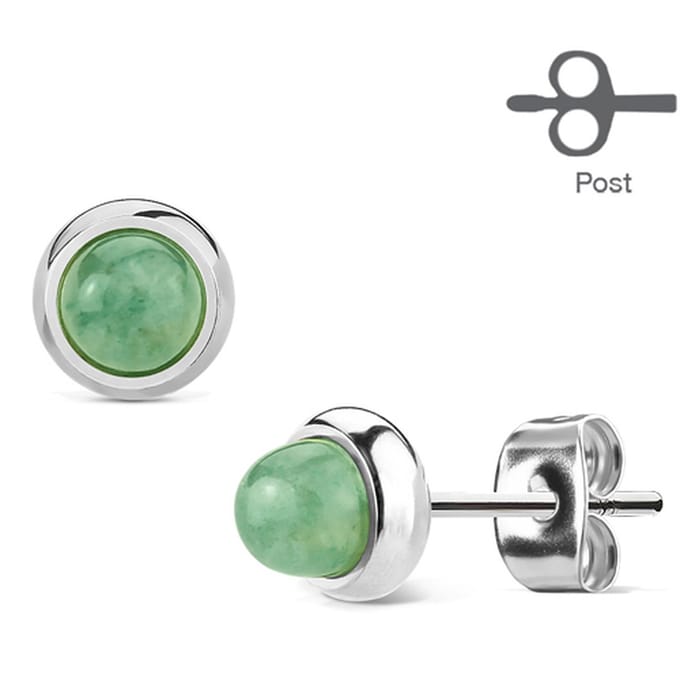 Oorbellen natuursteen - jade - LMPiercings