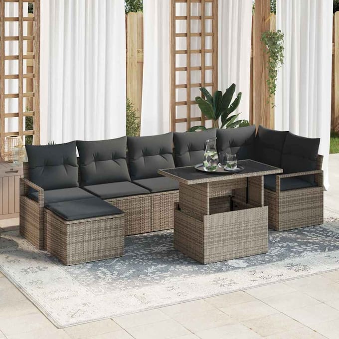 vidaXL Tuin Sofa Set 8 st Grijs poly rattan