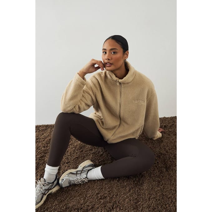 Dames DSGN Studio Borg Ritssluiting Coltrui Jas | Beige | Maat: XL