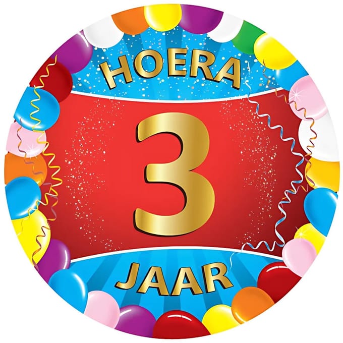 Bierviltjes 3 jaar - 25x stuks - multicolor - verjaardag/feest - feestartikelen