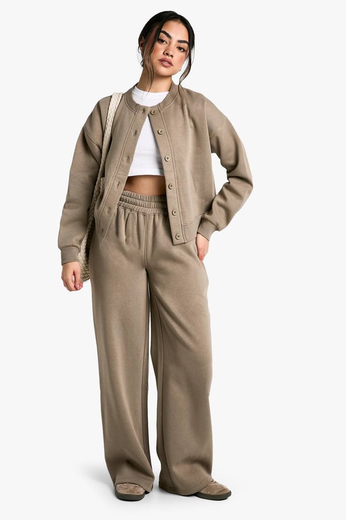 boohoo Dames Fleece Cardigan met Hoge Kraag | Kaki | Maat: Medium