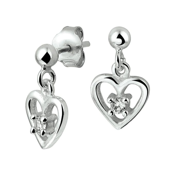 Zilver Gerhodineerde Oorknoppen hart zirkonia 1329565