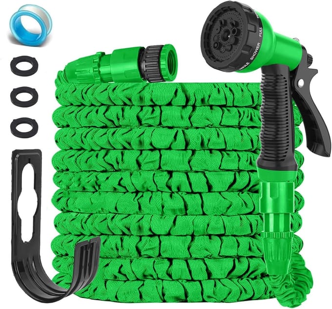 Flexibele tuinslang - Rekbare waterslang - Tuin water geven - 3x uitrekbaar - 30 meter - Groen