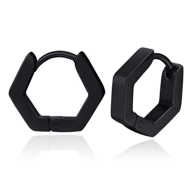 Heren Oorbellen LGT JWLS - Hexagon Zwart
