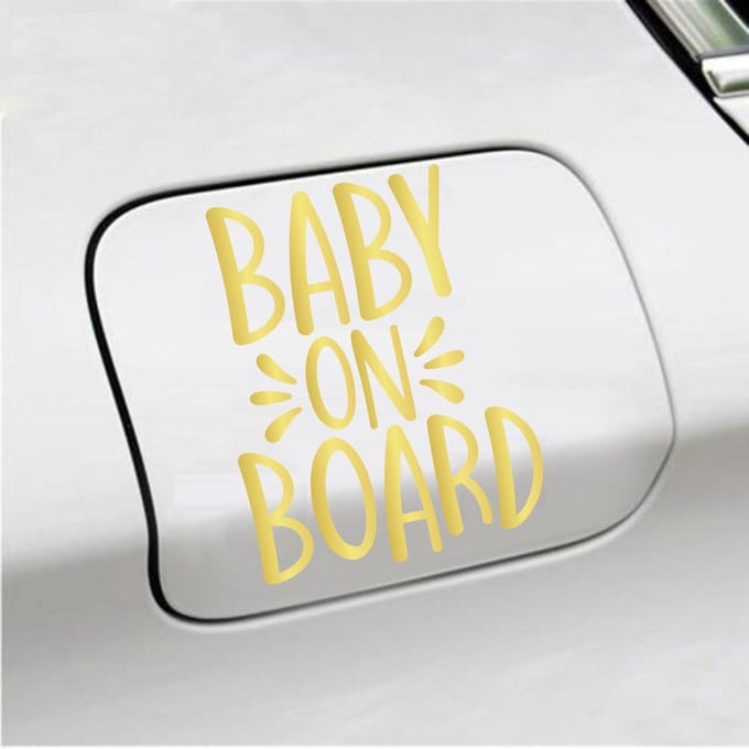 Bumpersticker - Baby On Board - 13 X 10 - Goud
