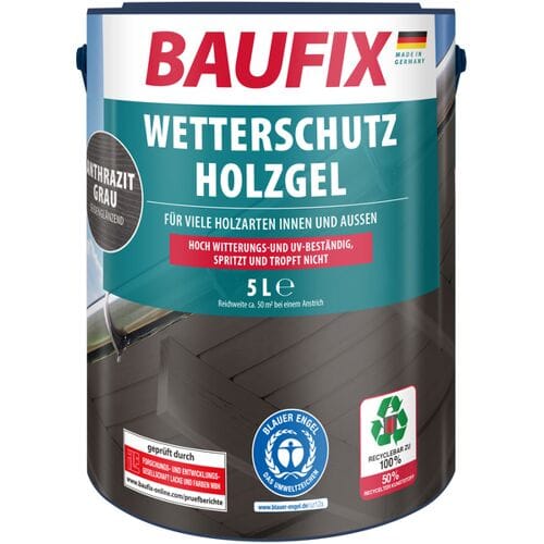 BAUFIX Houtbeschermende Gel- Beits antraciet grijs 5 Liter
