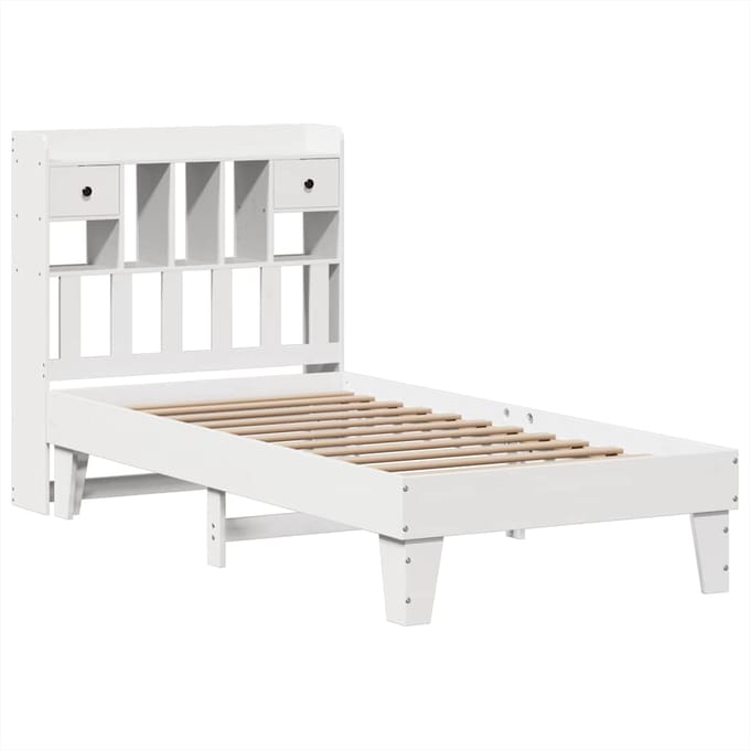 vidaXL - Bedframe - zonder - matras - massief - grenenhout - wit - 90x200 - cm