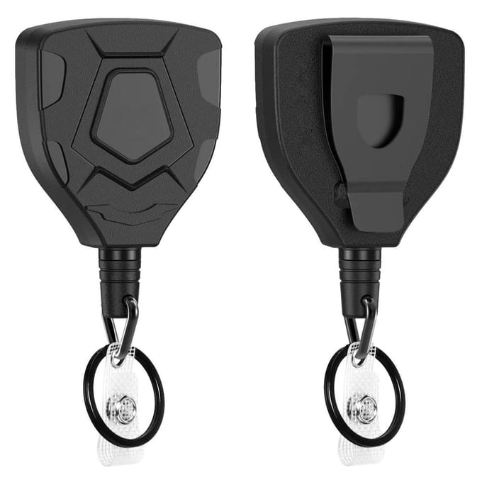 Porte-badge Clip Rétractable Robuste Porte-clés Clip Mousqueton Haute Élasticité Accessoires d'Extérieur Avec Câble en Acier Pour noir