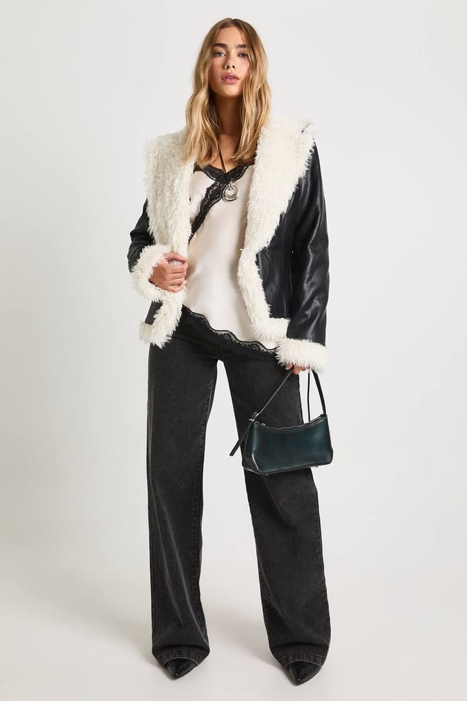 boohoo Dames Kunstleren Aviator met riem | Black | Maat: 8
