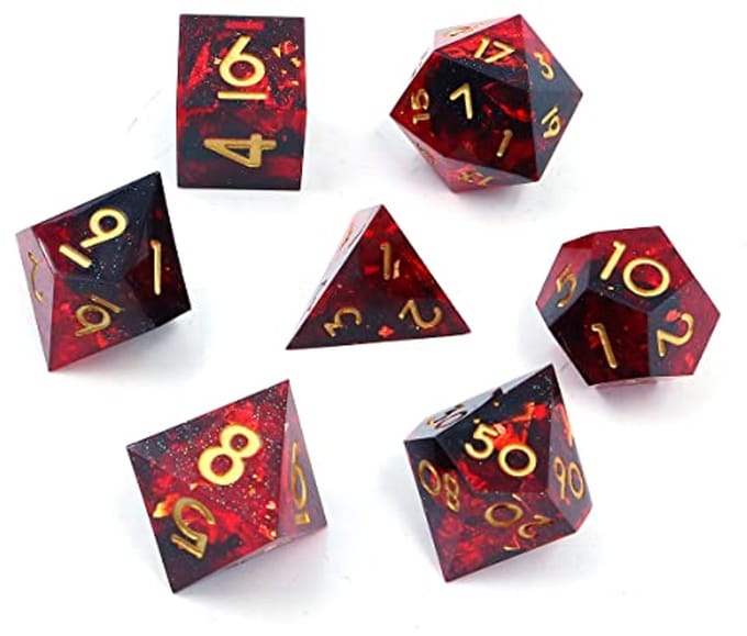 Transparante Polyhedral DnD Dobbelstenen Set - 7 Stuks - Rood