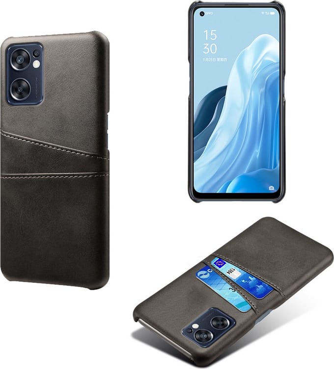 Back Cover met Opbergvakjes + PMMA Screenprotector voor OPPO Find X5 Lite _ Zwart