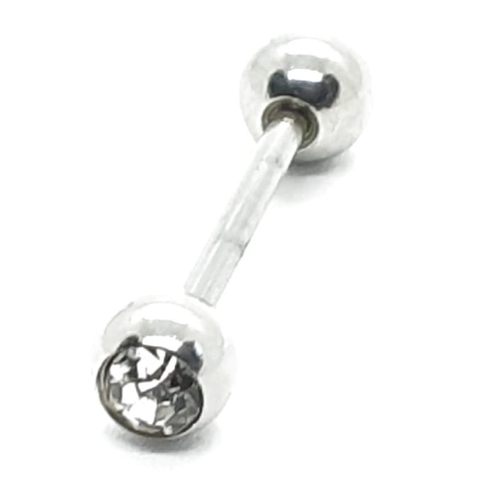 Tong Piercing - Zilver Met Steentjes