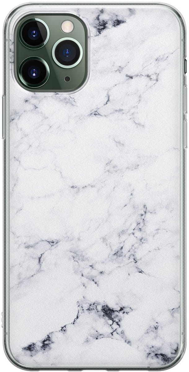 Leuke Telefoonhoesjes - Hoesje geschikt voor iPhone 11 Pro Max - Marmer grijs - Soft case - TPU - Marmer - Grijs