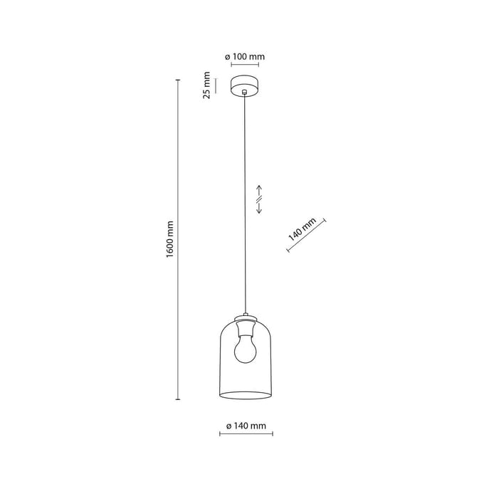TK Lighting Hanglamp Molly, paars, Ø 14 cm, metaal/glas