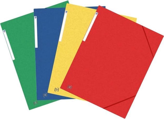 10 Elastomappen A3 - Oxford Top File+ karton - 3 kleppen - assorti