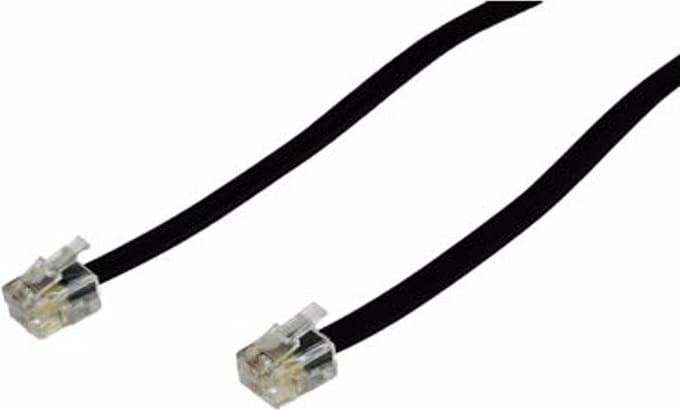 Temium - telefoonkabel - plug RJ11 mannelijk/ plug RJ11 mannelijk - 3 meter - Zwart