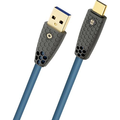 Oehlbach D1C9563 USB-kabel USB-A stekker, USB-C stekker 3 m Petrol Afscherming gevlochten