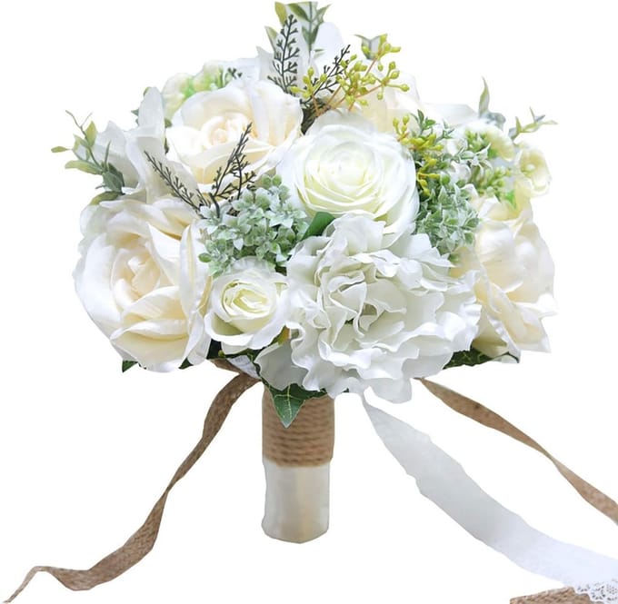 Bruiloft Boeket - Bruids Bloem - Bruiloft Versiering - Echt Ogend - 98 inch - Ivoor Groen