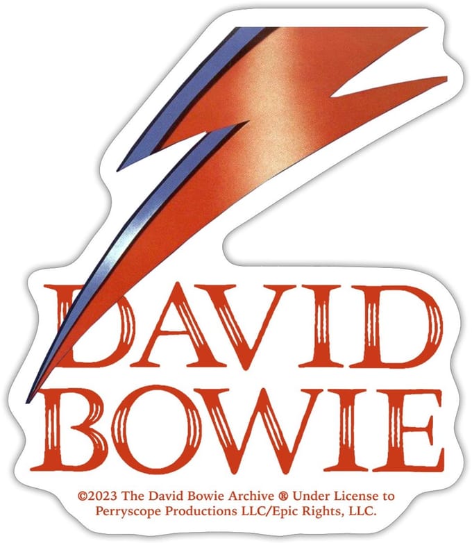 David Bowie Rode Belettering Met Flash Sticker maat S (10 x 10 cm)